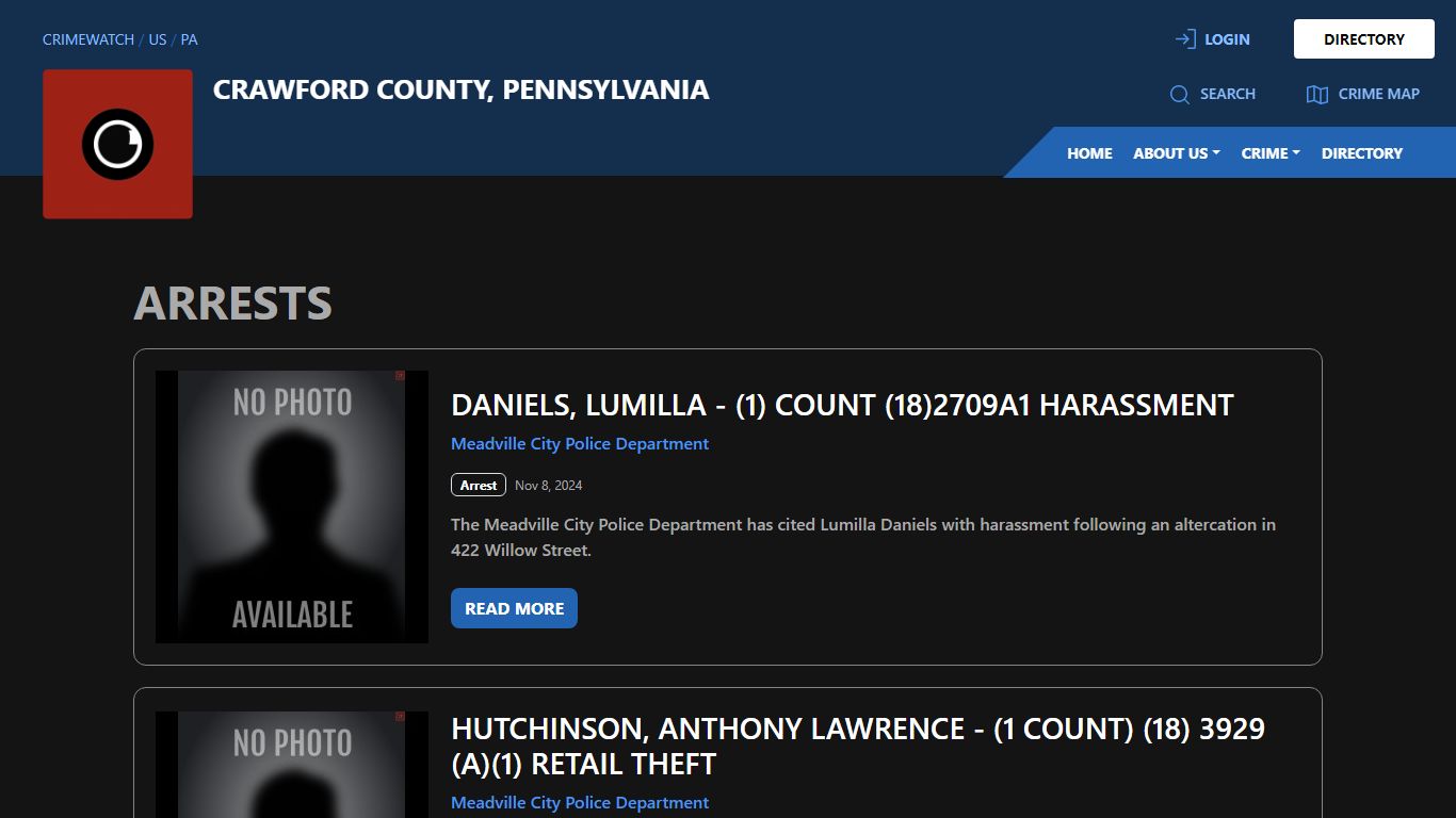 Arrests for Crawford County, Pennsylvania | CRIMEWATCH