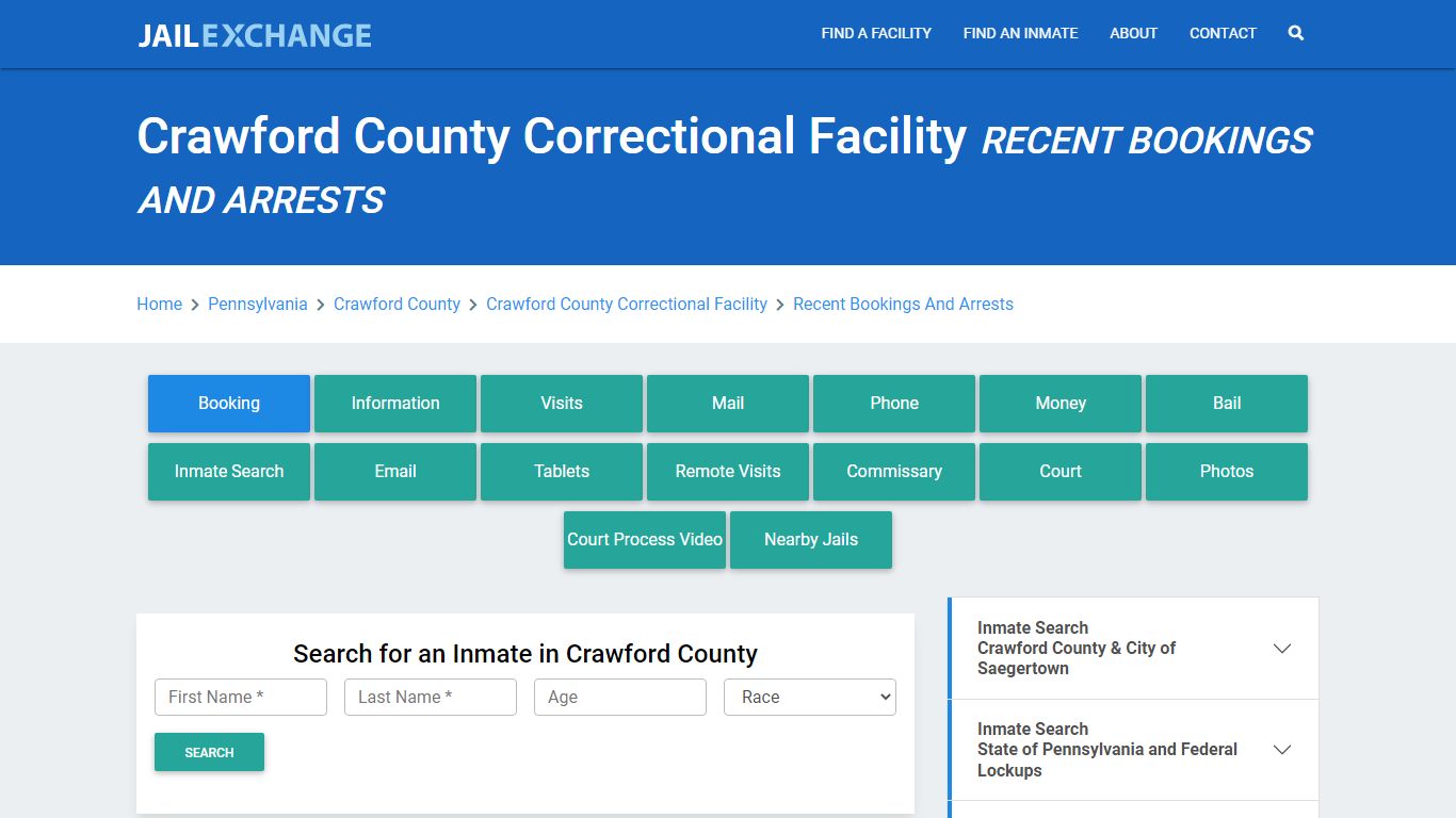 Crawford County Correctional Facility PA Recent Arrests and Bookings